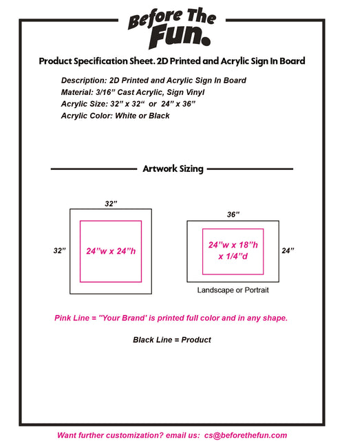 2D Printed and Acrylic Sign In Board