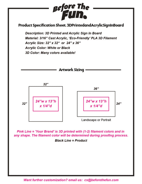 3D Printed and Acrylic Sign In Board